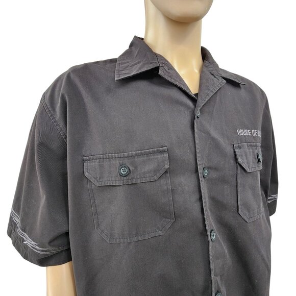 House Of Blues Charcoal Short Sleeve Button-Up Shirt Mens X-Large - Picture 1 of 11